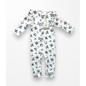 NWT Organic Lucky Irish Ruffle Shoulder Romper, 12-18 Months